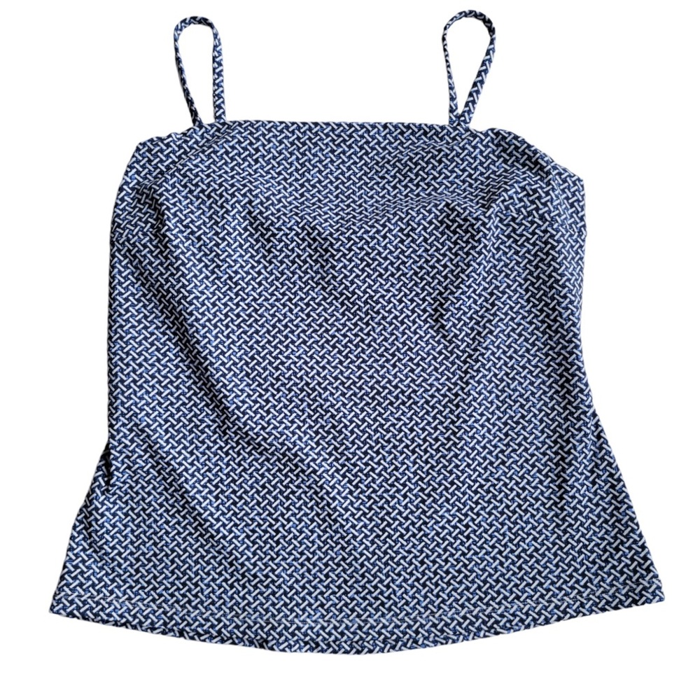 J. McLaughlin Printed Tank Top Cami Adjustable Spaghetti Straps Size Medium Blue